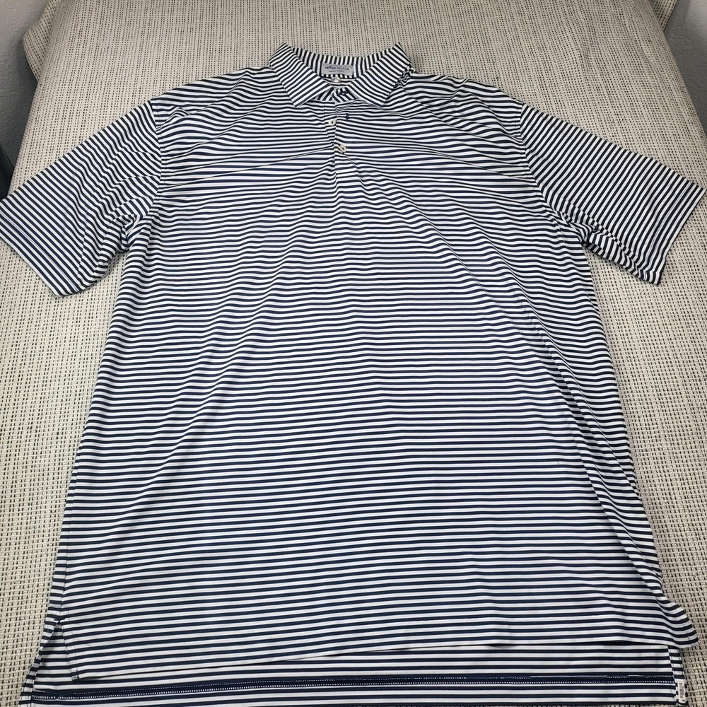 Peter Millar‎ Polo Shirt Mens XL Blue Summer Comfort Striped Golf Short Sleeve